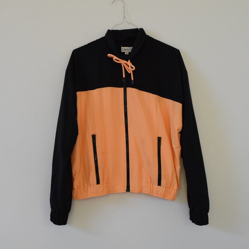 QUANTUM BY NANASPORT Vintage Neon Colorblock Athletic Windbreaker Jacket